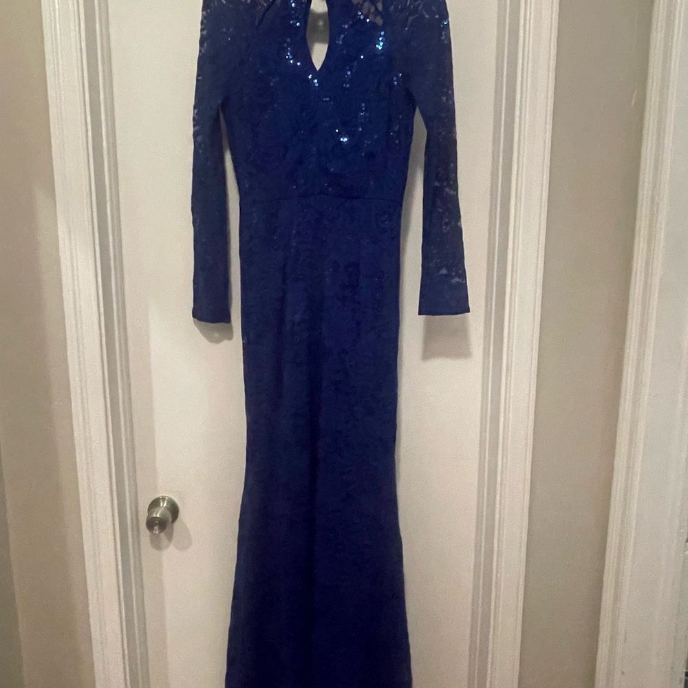 Scala Navy Long Sleeve Lace Dress